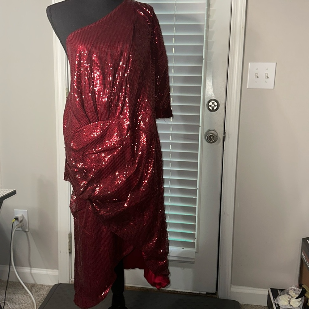 Red off the shoulder dress